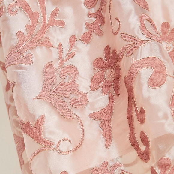 Anthropologie Pink Embroidered Midi Skirt - Picture 2 of 7